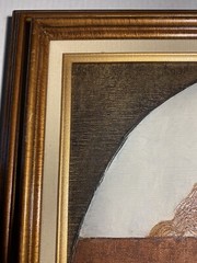 Rare J Roybal Oil Painting Young Girl Playing a Instrument 15 1/4 x 19 1/2