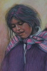 Untitled Mother & Child Vintage Original Anthony Sidoni Ink & Crayon Drawing