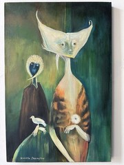 LEONORA CARRINGTON OIL ON CANVAS PAINTING SIGNED & SEALED MEASURES 40CM X 60CM