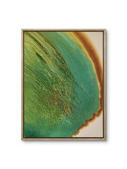 Abstract Green Gold Acrylic Pour Modern Unique Canvas Textured 11X14