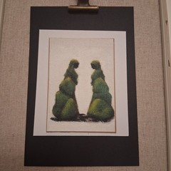 ACEO Moss Rock figure painting ‚ stick together by Stacy Singleton