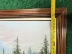 Vintage Large Mountains Landscape Oil Painting Canvas Original Wood Framed 24×36