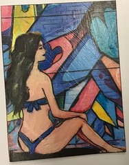 ACEO Woman Female Figure Bikini Body Original Oil Painting Sibley 2.5 x 3.5″