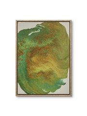 Abstract Green Gold Acrylic Pour Modern Unique Canvas Textured 11X14