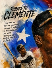8×10 WallArt Abstract Painting Roberto Clemente Print