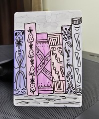 ACEO original Mini art trading card Marker Books Illustration Signed FUZZYINK