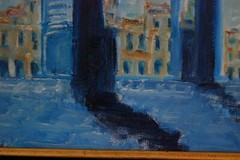 FRAMED OIL VITRALES STAINED GLASS WINDOWS OLD HAVANA, CUBA ARTIST: HECTO VIDAL