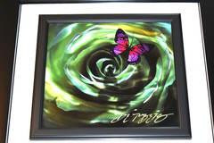 Original CHRIS DERUBEIS „Fluttering Petals“ Mixed Media on Metal Signed-COA New