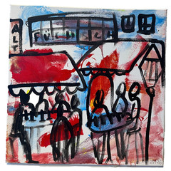 Carnival Düsseldorf Tilly original 40×40 acrylic picture canvas drawing unique