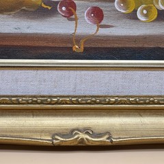 Vintage Still Life Oil Painting Fruit Basket Apple Pear Grapes Framed Art Signed