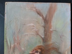 JAMES ROSS BRYSON- ORIGINAL PASTEL (CHALK) PAINTING – BEAUTIFUL LADY IN WINTER
