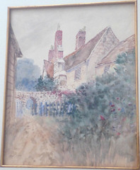 Louis K Harlow (1850-1913) New England Costal Cottage Watercolor Painting, 11×9″
