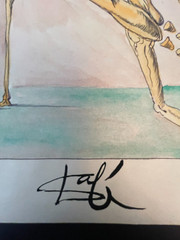 Salvador Dali Signed Painting on Paper Abstract Figure Kneeling 11.5″ x 8.25″
