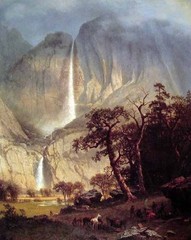 Oil painting Cho-looke The Yosemite Fall & wildlife in view on canvas