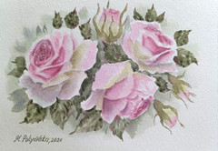 Christie Repasy Style FLOWERS PINK ROSES Original Arts Painting Floral Gift A5