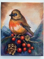 Christmas Decor, Original Painting oil,8x10inch, Wall Art Decor, Christmas Gift