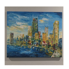 Chicago Impressionist Oil Painting, Canvas, Hand-Painted, Signed by Pen King