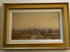 ANTIQUE LANDSCAPE PAINTING TOWN VIEW MEXICAN INDIAN HOME PEOPLE VILLAGE OLD