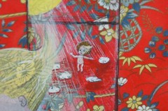 Stavit Allweis „Bunnies“ Surrealist Dreamscape Painting on Paper Child & Rabbit
