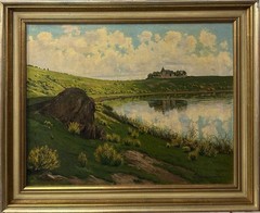 Paul Pützhofen-Hambüchen : Manor House By The Lake , Oil On Canvas, Signed