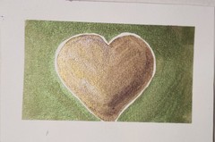 Copper Heart Original Abstract 5×7 Watercolor Paper Signed Contemporary Wall Art
