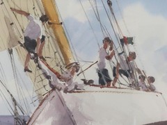 Pair of Yacht Watercolours Yacht Sailing Racing 8m Class by Ken Hayes