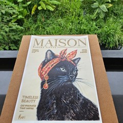 Bombay Cat Portrait Painting Black Feline Fashion Illustration Original Acrylic