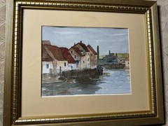 Mahr 24 „Coastal Landscape Scene“ Ink And Watercolor Painting -Signed And Framed
