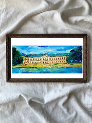 Original Vintage 1940s Oil Painting on Paper – „Stuttgart“ by Jozef Dlabal