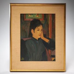 Isa Leoni Framed Oil Painting Portrait of a Woman Mid 20th c. 11″x15″