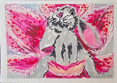 ACEO ATC OOAK Still Life Summer Riding The Lily Acrylic On Paper By Stacey Ann