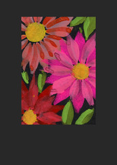 ACEO/ ATC Vibrant Daisies Mixed Media OOAK Artwork SaraClaireArt