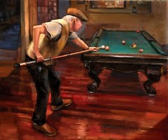 Pool Shark 20×24 in. Original Oil on canvas HALL GROAT II