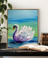 Swan 11×14 Canvas Original Artwork Elegant Modern Handmade Fine Art Decor Home