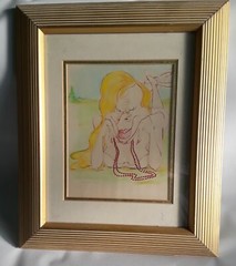 George Dillon Antique Art Signed Cartoonist Artist Woman Beach invaluable Rare