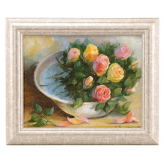 Nataliya Shlomenko,Framed Original Oil Paint on Canvas of beautiful Roses W/COA