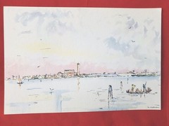 Venice watercolor print by Antonio Lucarda 11.5 x 8 inches circa 1950s
