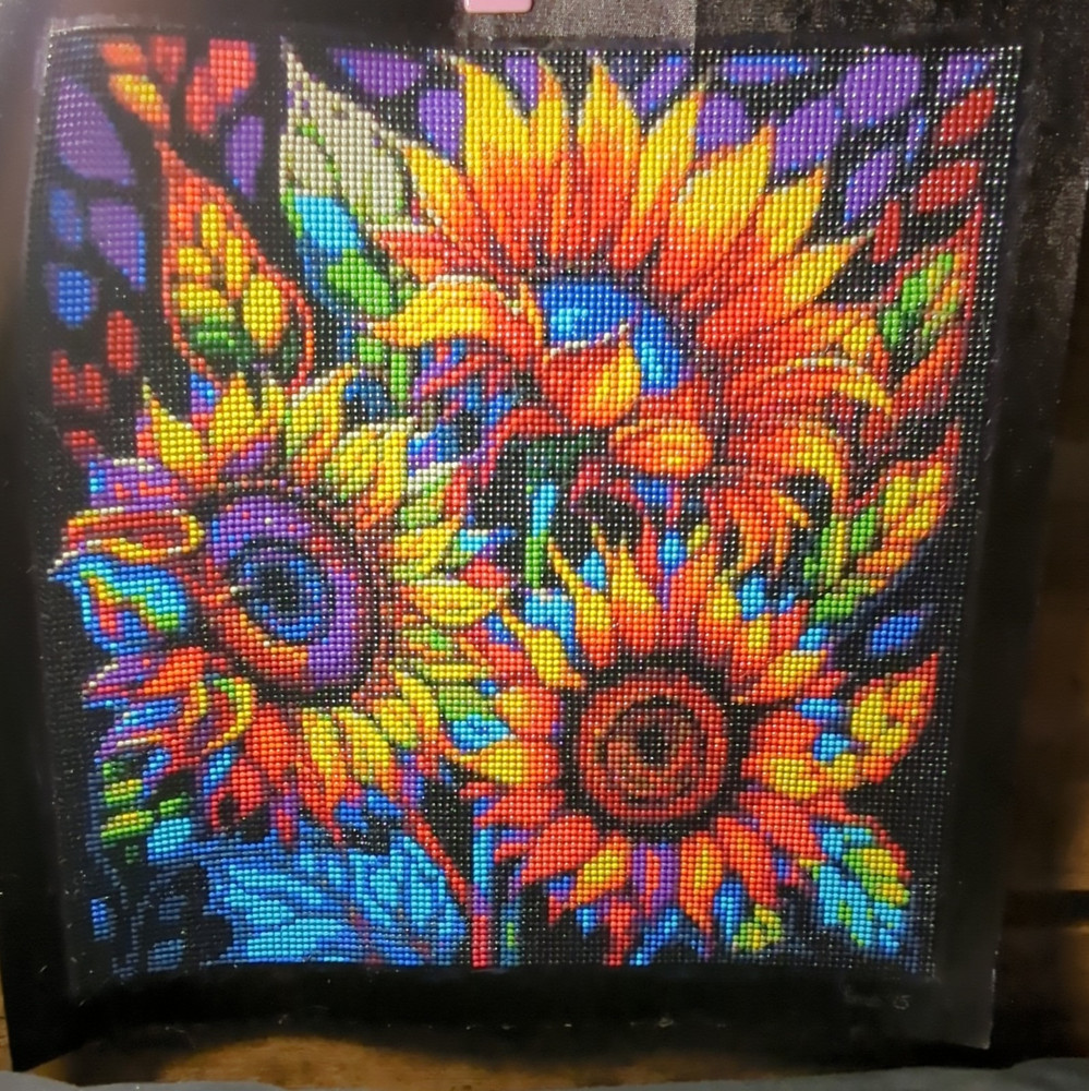 Rainbow Sunflowers Diamond Painting. 40×40 cm. Sealed. Unframed.