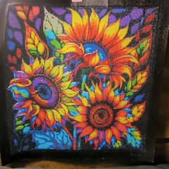 Rainbow Sunflowers Diamond Painting. 40×40 cm. Sealed. Unframed.