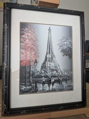 Vintage Caroline Burnett Oil Painting- Paris Eiffel Tower- Framed 12.5×15.5″