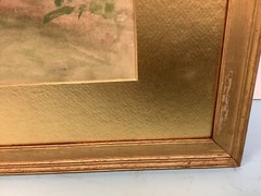 Watercolor Painting Signed Whiting 89 ‘Forest Landscape’ Frame 25”x18”