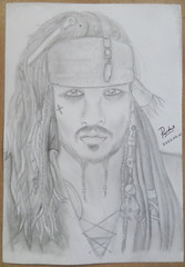 Original drawing Jack Sparrow Johnny Depp 24 x 17 cm Artwork Pencil Signed