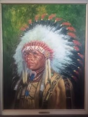 Gertrude Rust (American), 20th C Original Oil Painting, „Indian Chief“, Signed