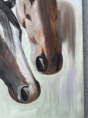 Oil Painting Original Canvas Animals Horses Nature Realistic Farm Impressionism