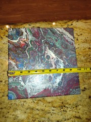Original Acrylic Painting Abstract Art Fluid Pour Multi Color Purples Small