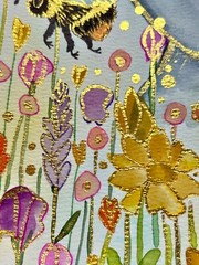 Watercolor Painting Original Memorial Art God’s Hands Floral Bumblebee