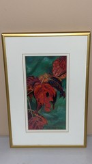 Mary Judernatz Pastel Painting „Blackberry Leaves“ by Oounkshaw Art Gallery