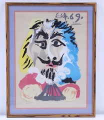 Pablo Picasso Musketeer Signed VTG Lithograph Numbered Art Framed Matted Train