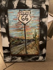 Route 66 Abstract Art Expression By Artist RAC In A 4×6 Frame As Pictured