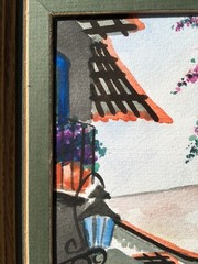 SPANISH ARCHITECTURE, Original Watercolor by: Raniul. Framed/Signed/ Excellent